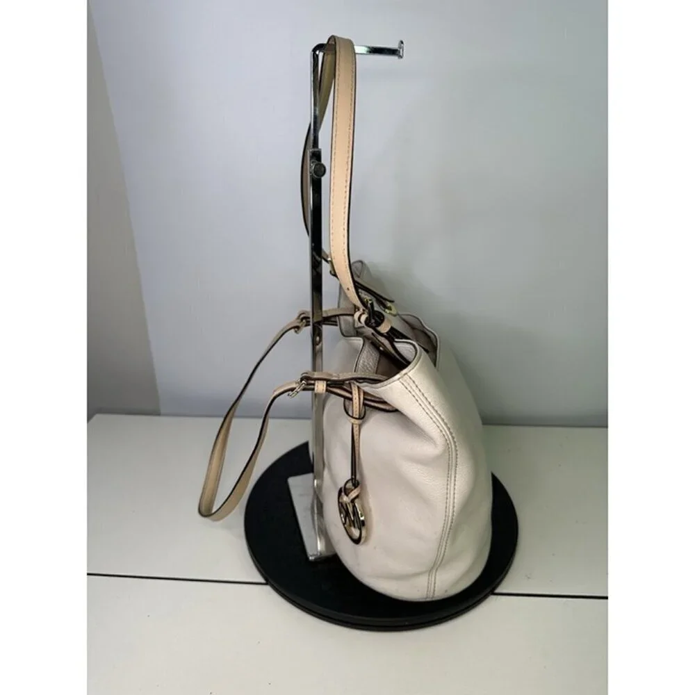 Michael Kors White Pebbled Leather Tote Hand Bag